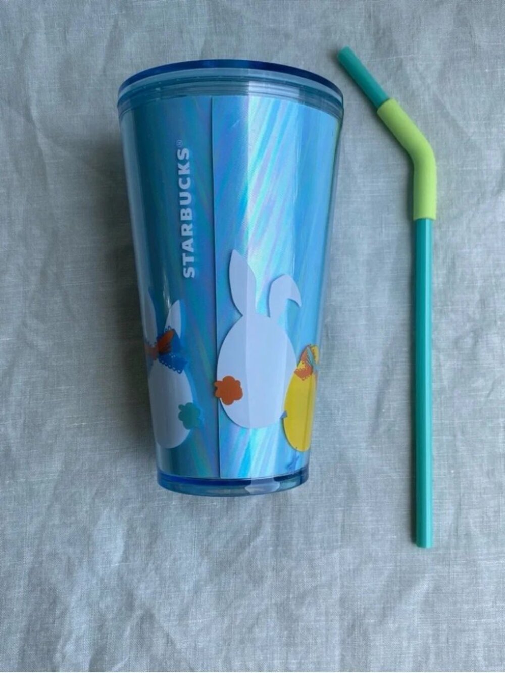 NWT Starbucks blue Easter rabbit bunny eggs 16 oz. tumbler